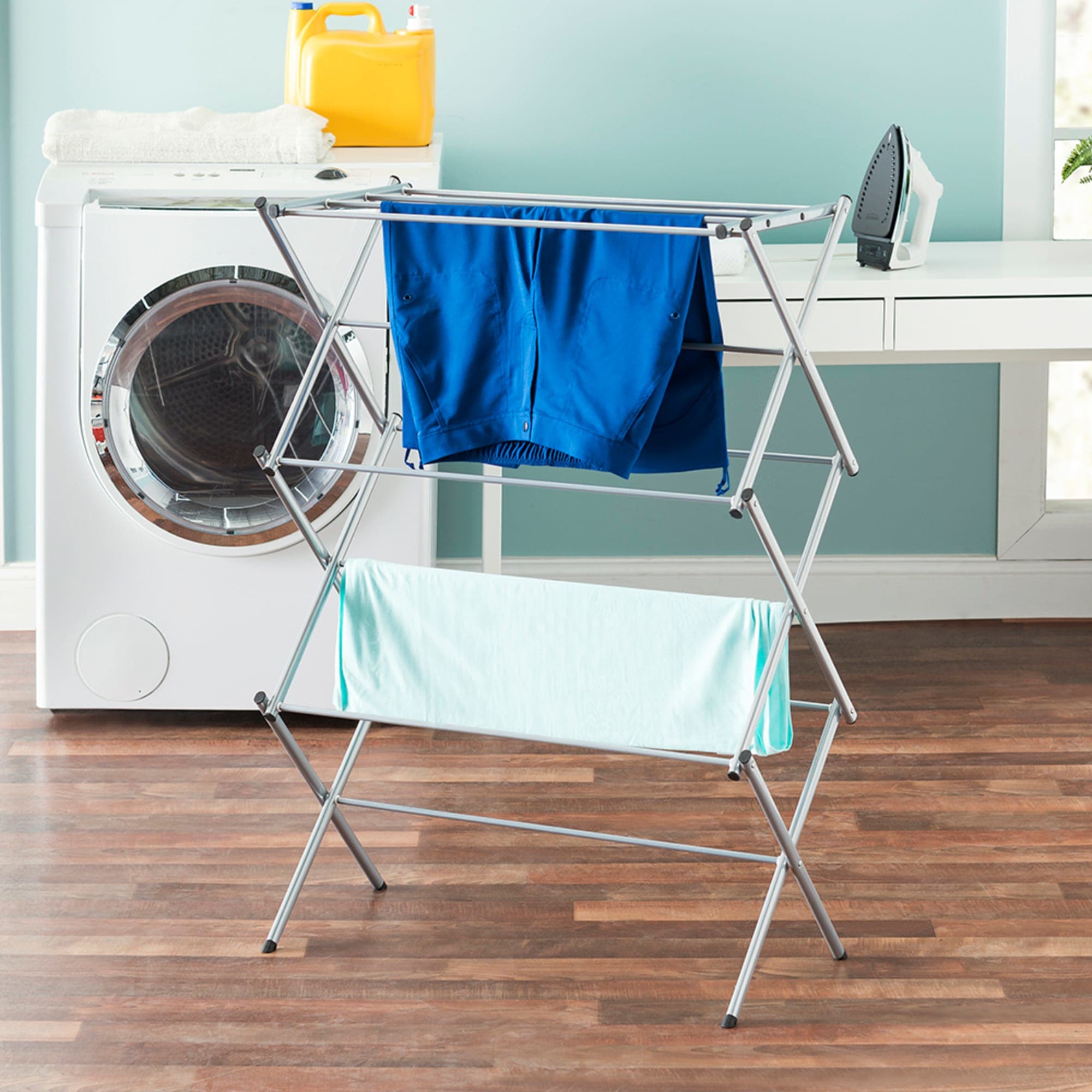3 Tier Rust-Proof Enamel Coated Steel Collapsible Clothes Drying Rack, Grey, DRYING